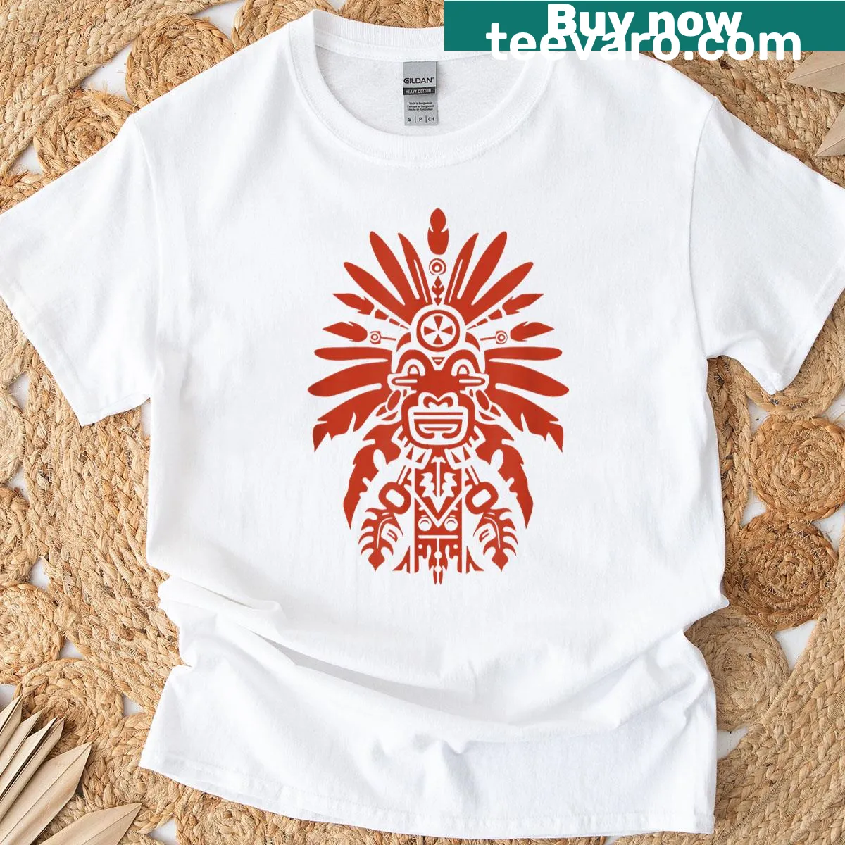 Indigenous totem design t-shirt honoring Native American culture — on a men's t-shirt