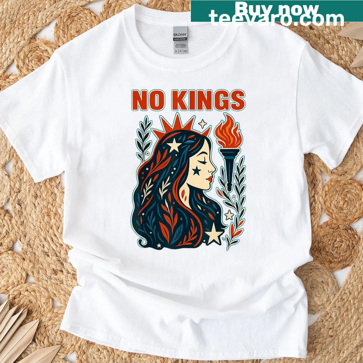 Retro graphic with 'No Kings' emphasizing women's liberty — on a men's t-shirt
