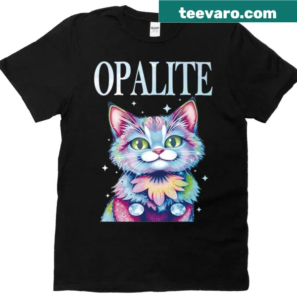 Illustrated cat design on a T-shirt, perfect for cat lovers.