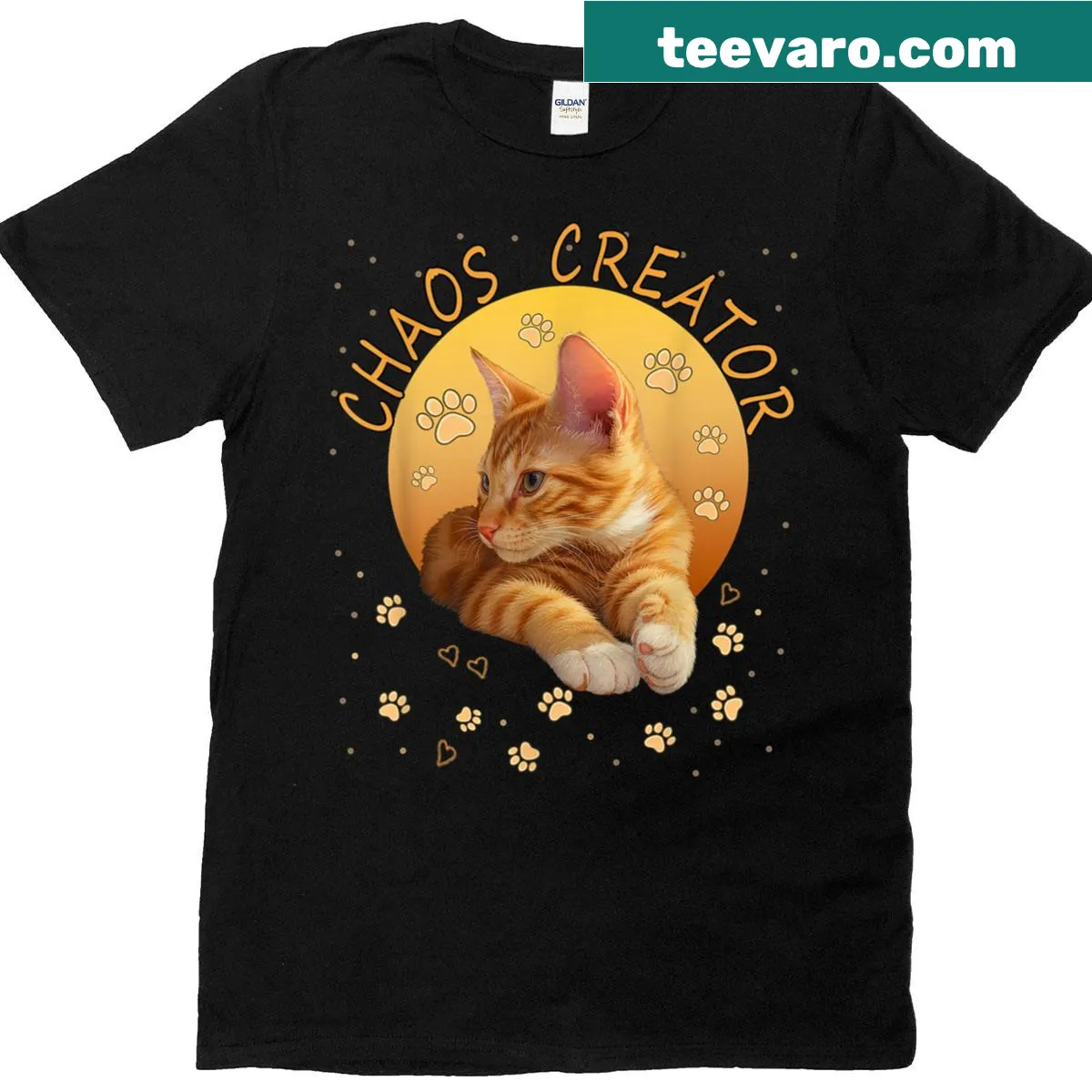 Illustration of a playful orange tabby kitten on a cat lover shirt — on a men's t-shirt