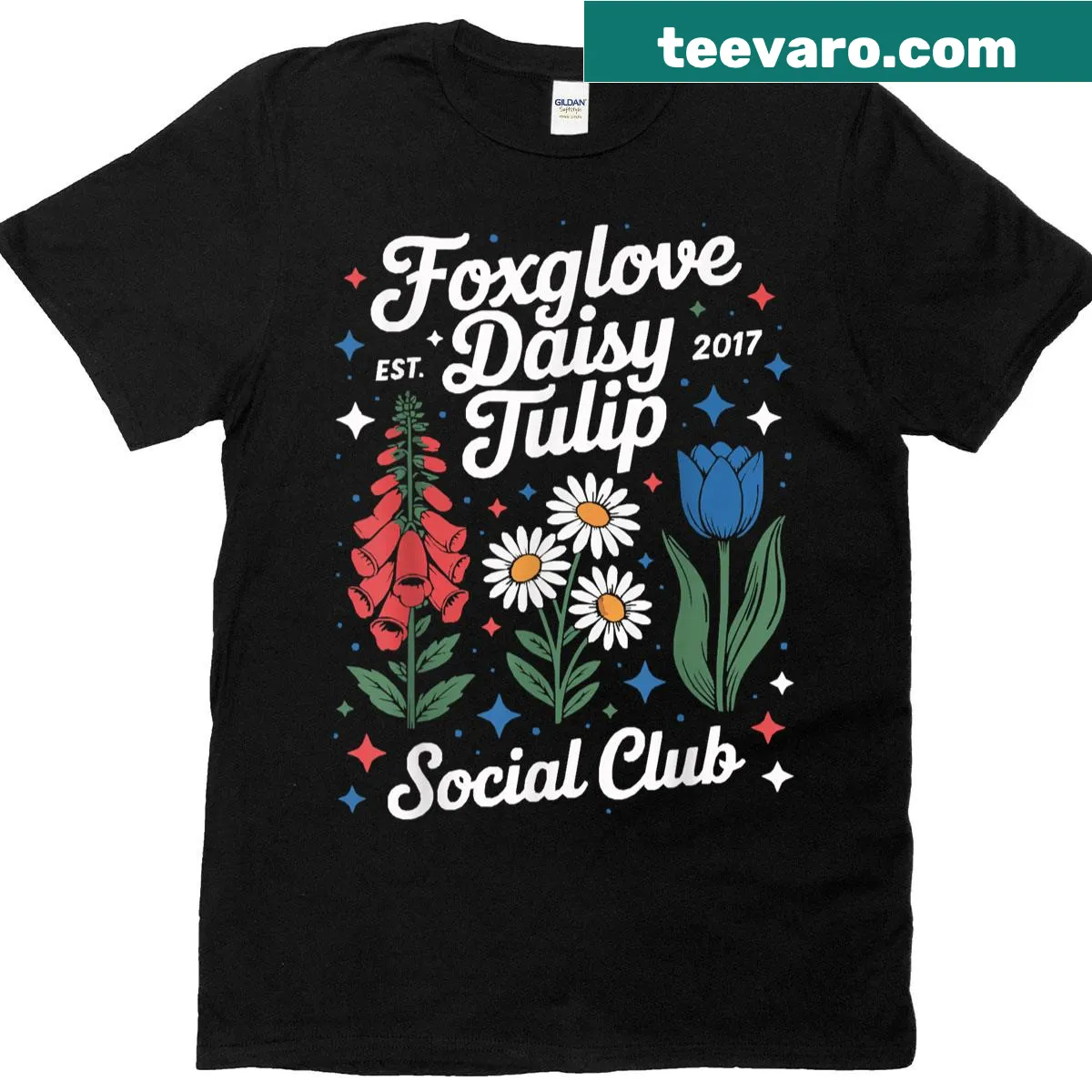 Watercolor floral design on a patriotic t-shirt — on a men's t-shirt