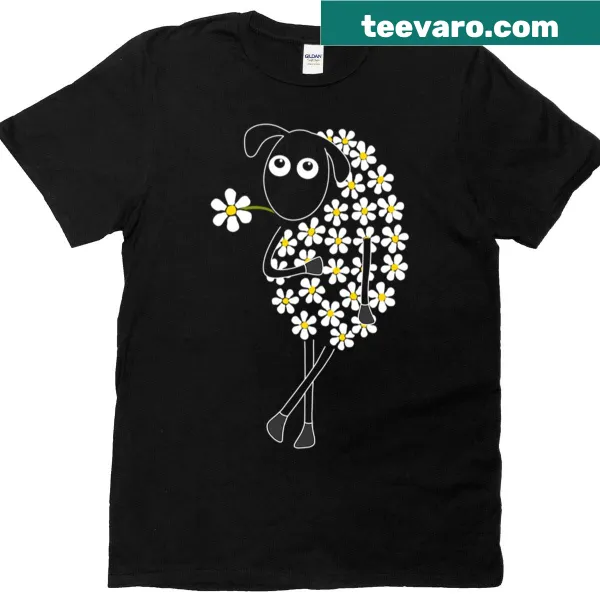 Illustration of a petal-puffed sheep on a T-shirt