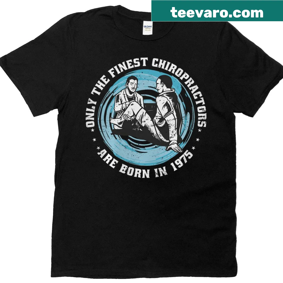 Vintage-style Physiotherapy t-shirt with 1975 graphic design — on a men's t-shirt