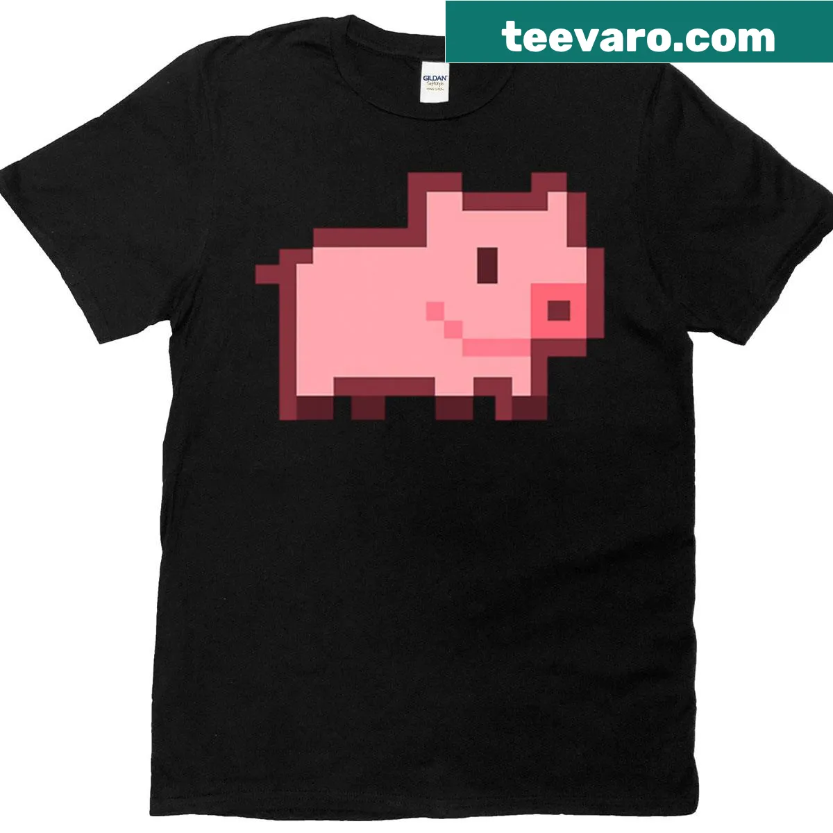 Retro 8-bit style pig graphic on a T-shirt — on a men's t-shirt