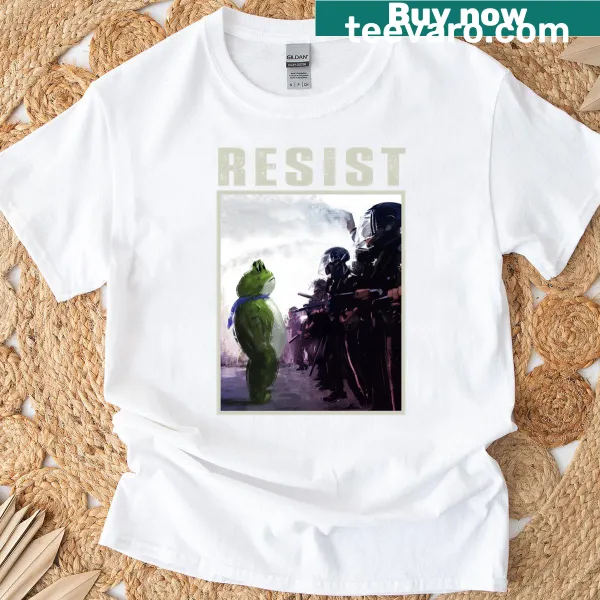 Protest-themed Portland 2025 frog art t-shirt for activists