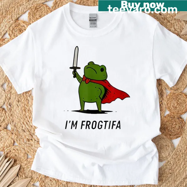Cartoon frog with a humorous slogan about freedom