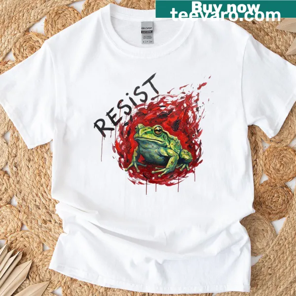 Artwork t-shirt featuring frog protest illustrations