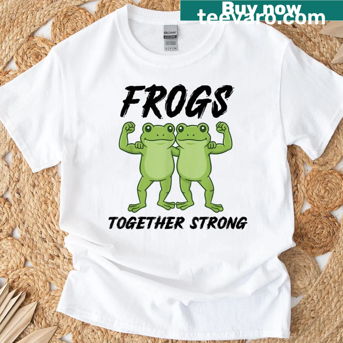 Illustration of frogs symbolizing unity and strength. — on a men's t-shirt