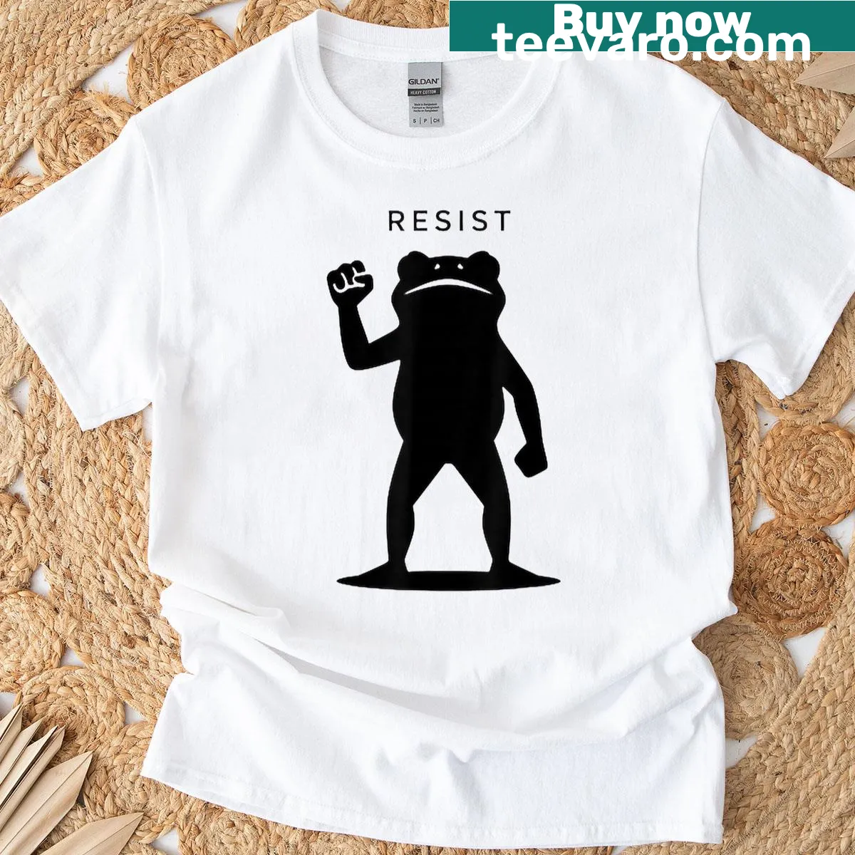 Whimsical frog graphic representing Portland's activist culture — on a men's t-shirt