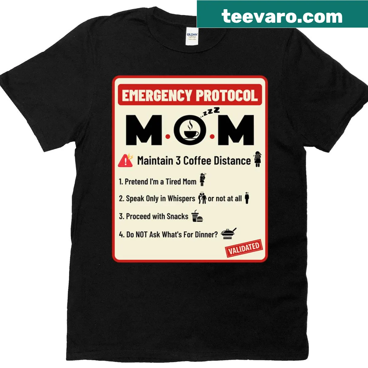 Sarcastic mom life instructions graphic t-shirt — on a men's t-shirt
