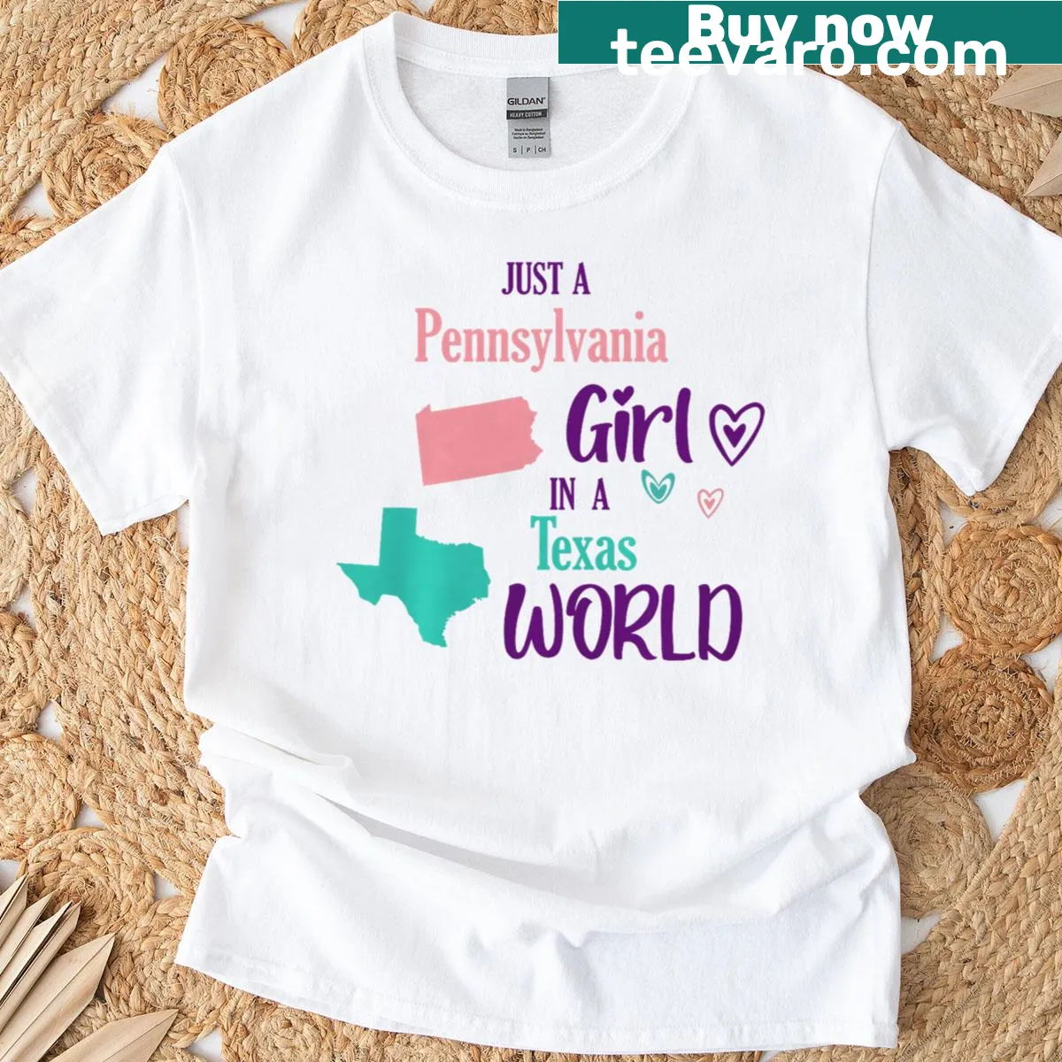 Typography design celebrating a Pennsylvania girl in Texas — on a men's t-shirt