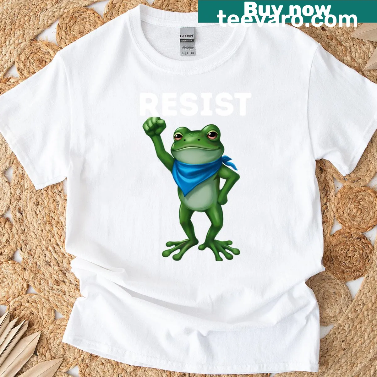 Cute t-shirt featuring a frog activist graphic for men and women — on a men's t-shirt