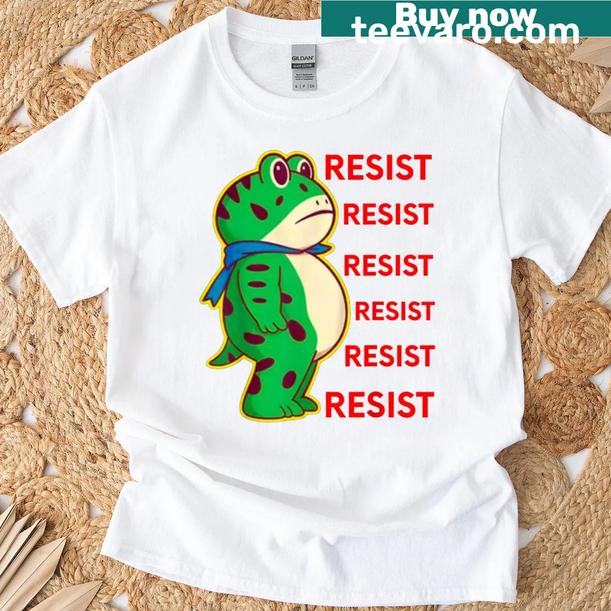 Humorous illustration of a frog promoting activism for everyone — on a men's t-shirt