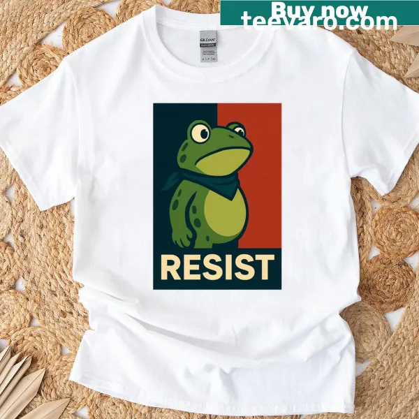 Funny frog graphic t-shirt with 'I Stand With Frog' text