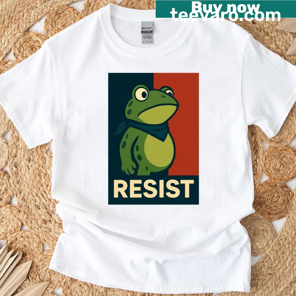 Funny frog graphic t-shirt with 'I Stand With Frog' text — on a men's t-shirt