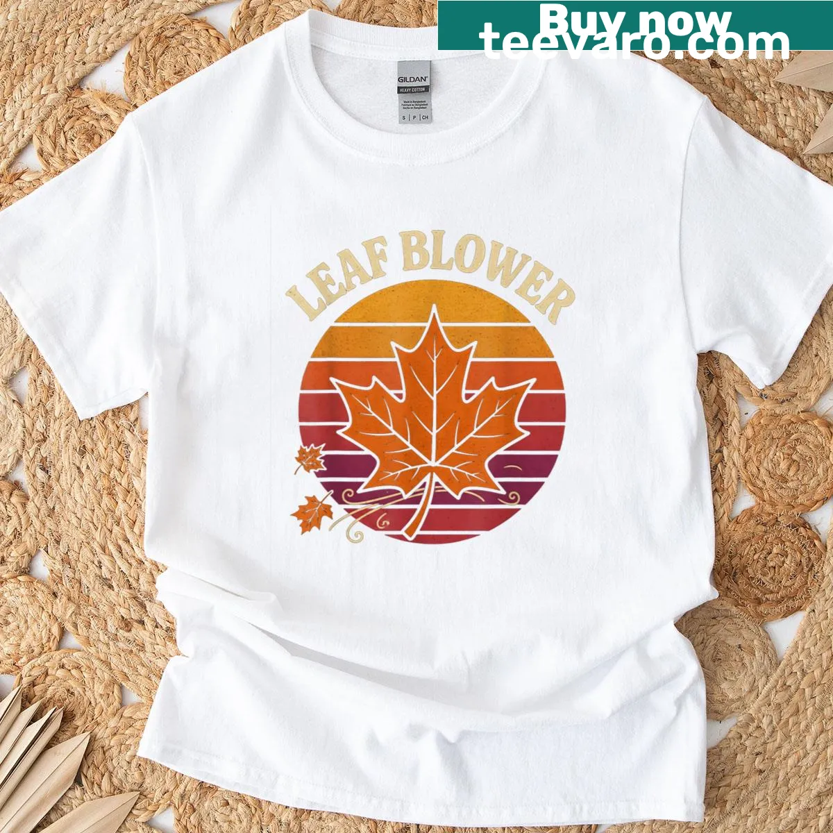 Funny vintage leaf blower graphic for couples in Halloween costume — on a men's t-shirt