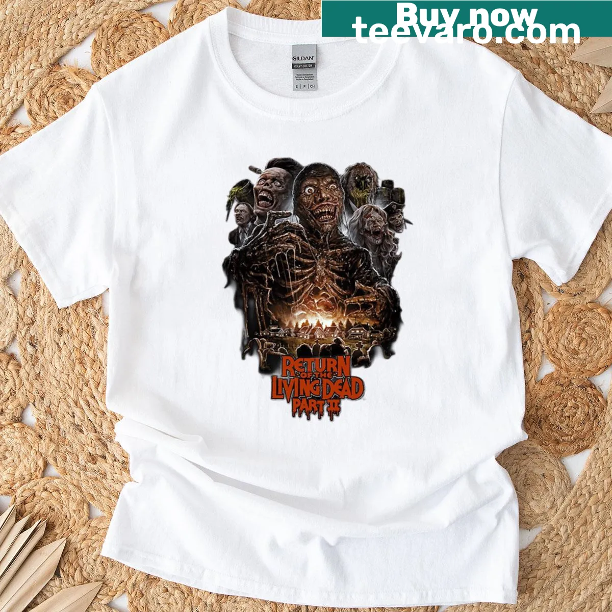 Retro graphic tee inspired by Return Of The Living Dead Part 2 — on a men's t-shirt