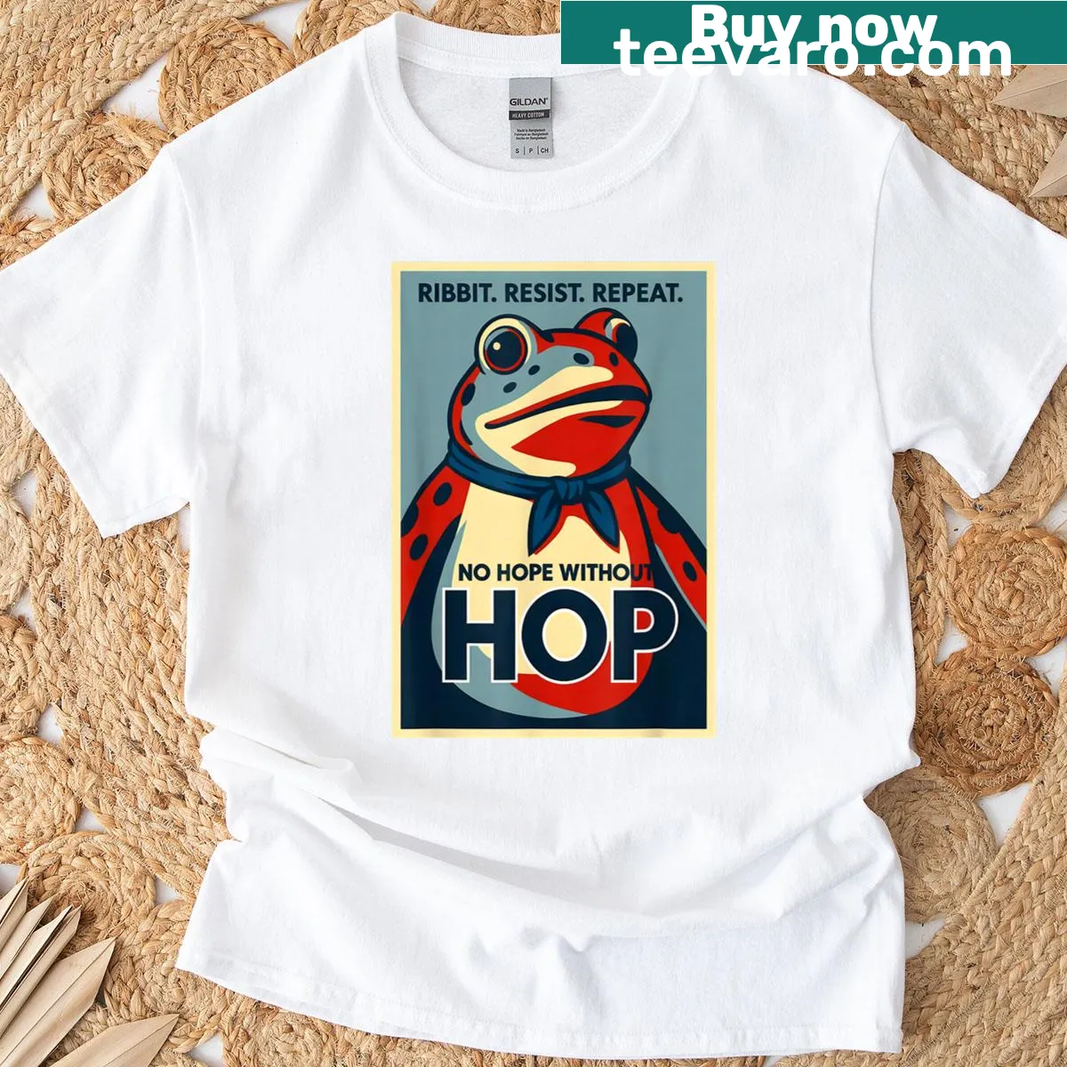 Funny frog-themed T-shirt with a quirky design and text — on a men's t-shirt