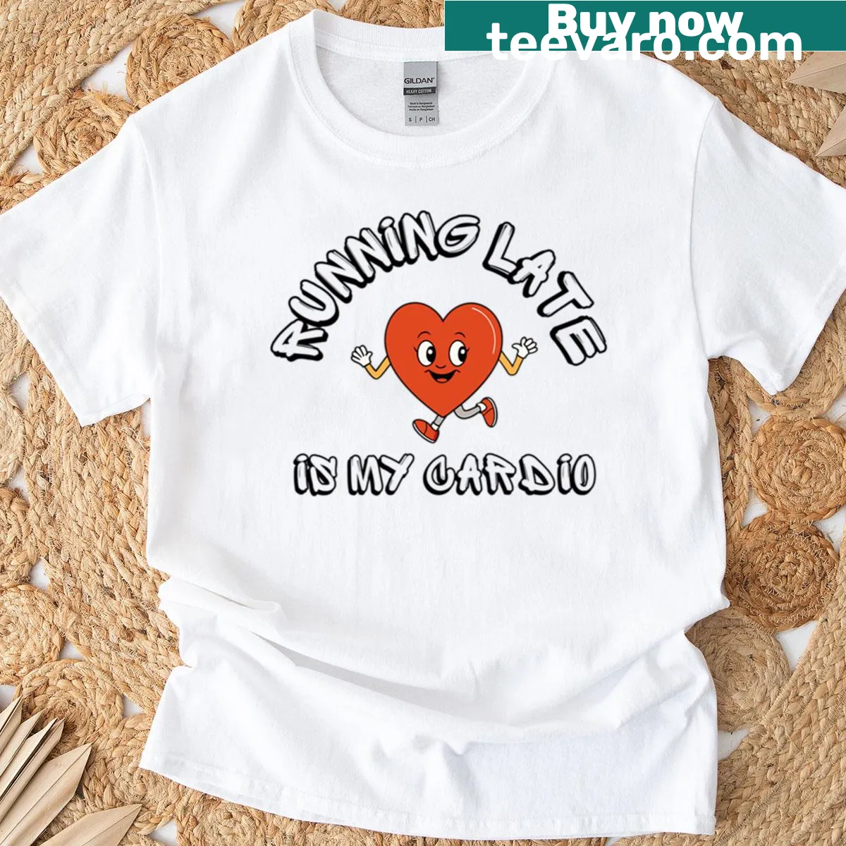 Funny graphic tee for busy moms about running late — on a men's t-shirt