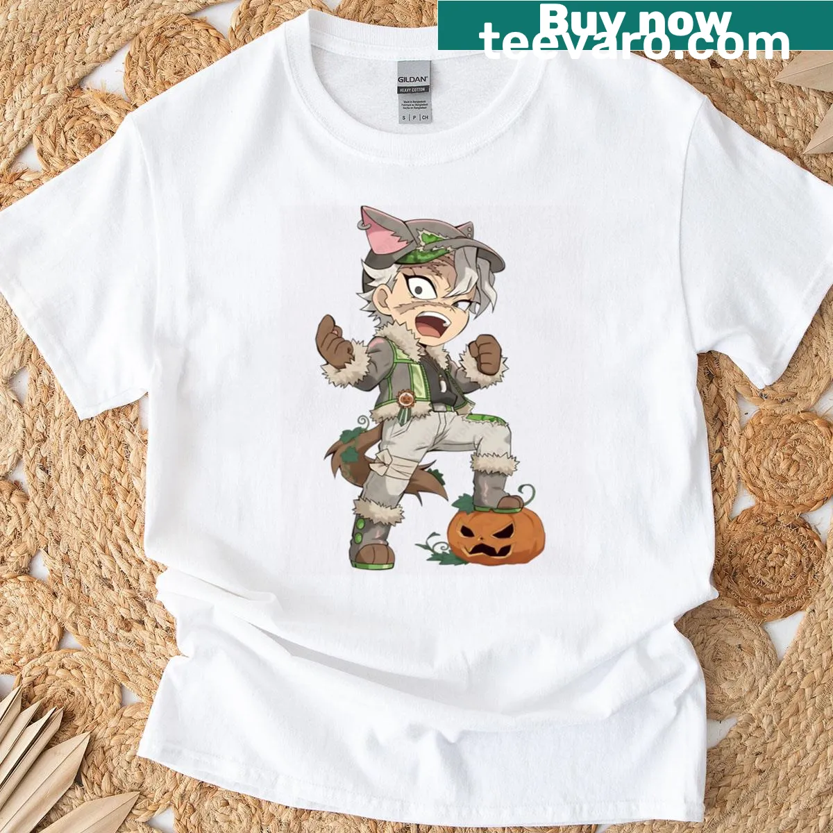 Halloween t-shirt featuring Sanemi Shinazugawa from anime — on a men's t-shirt