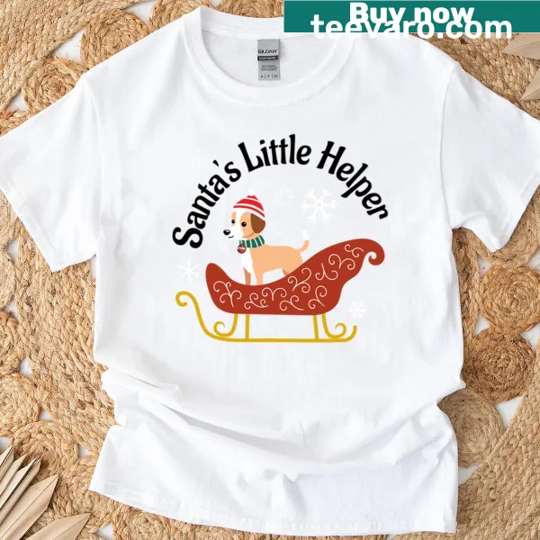 Funny Christmas T-shirt with 'Santa's Little Helper' text