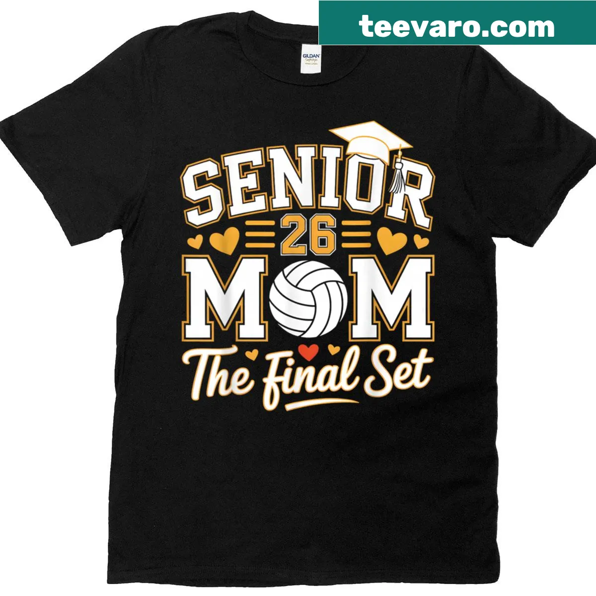 Graduation T-shirt for Senior Moms of Class Of 2026 Volleyball — on a men's t-shirt