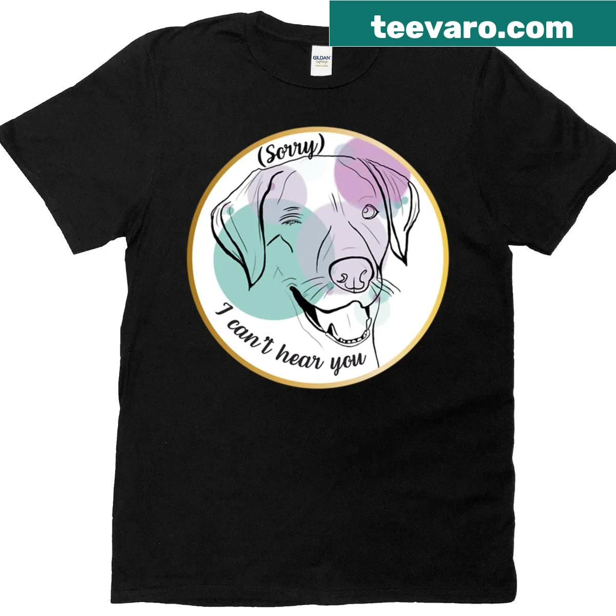 Minimalist Labrador line art t-shirt design — on a men's t-shirt