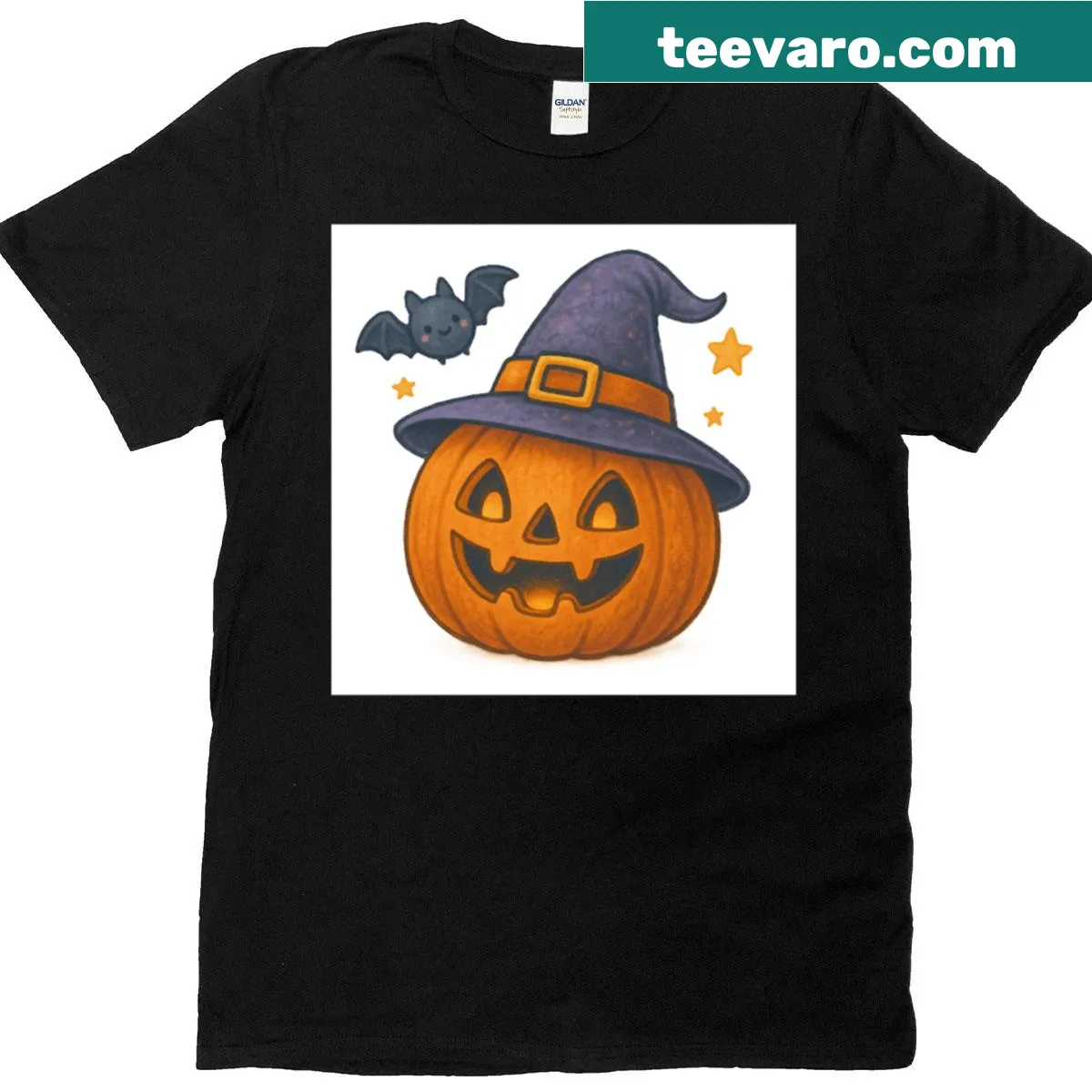 Cute Halloween t-shirt for kids featuring cheerful pumpkin designs — on a men's t-shirt