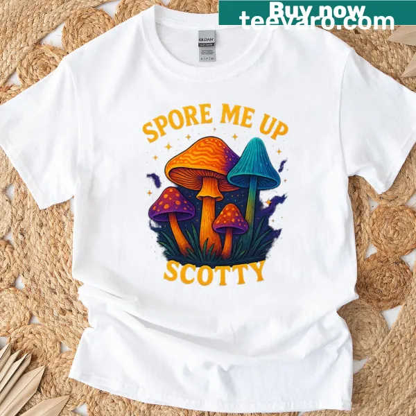 Playful design of spores and galaxy on a t-shirt