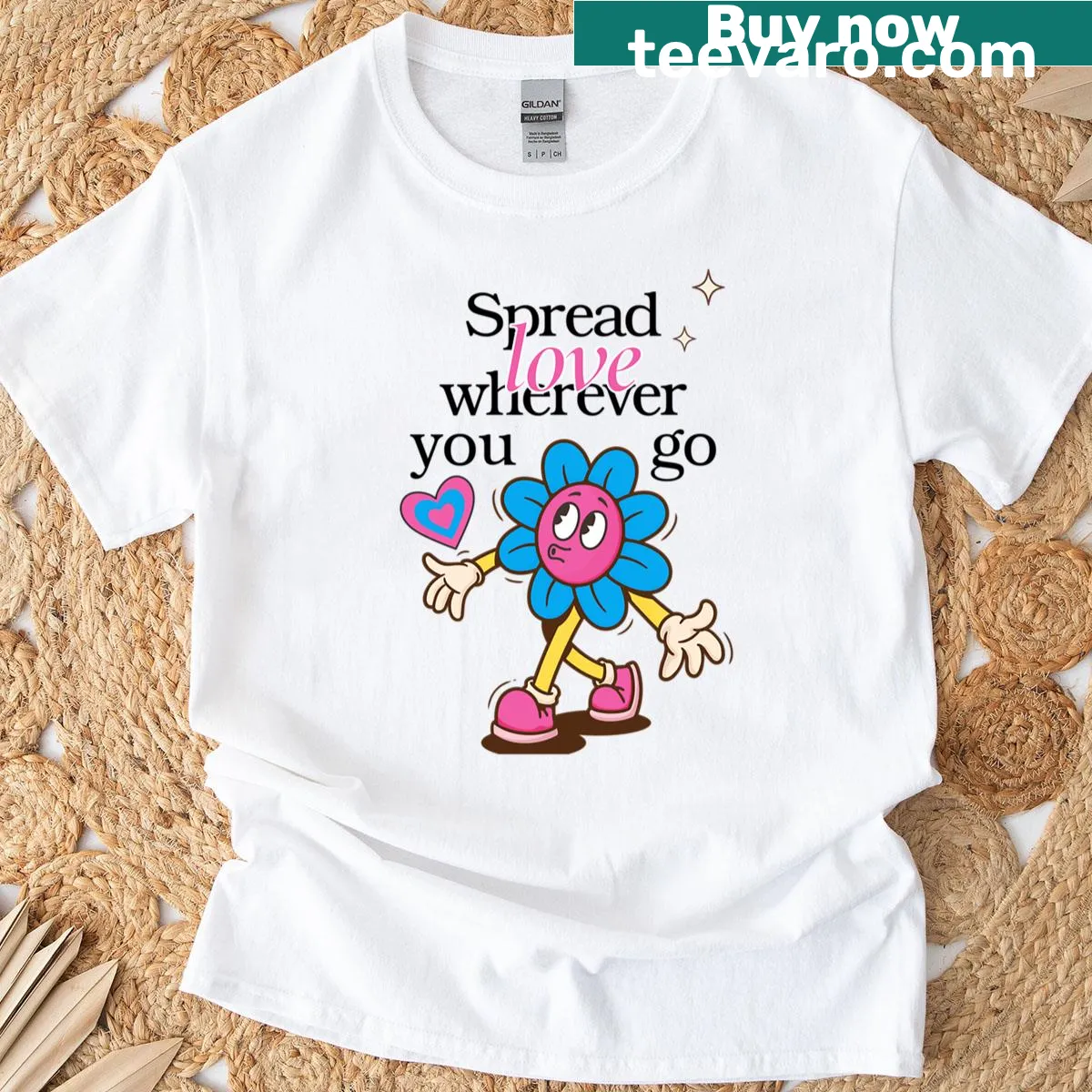 Heartwarming design promoting kindness and love on t-shirt — on a men's t-shirt
