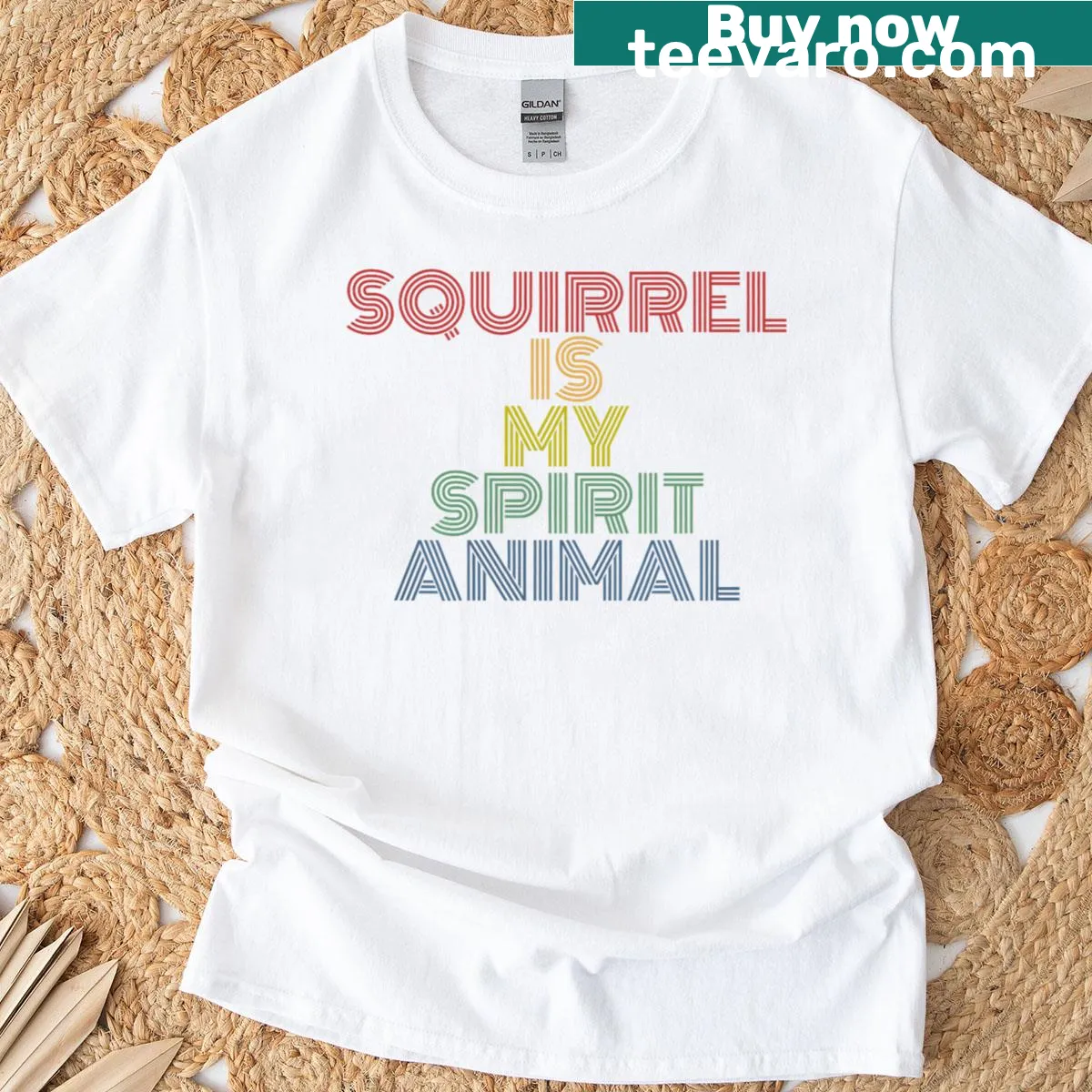 Retro t-shirt with 'Squirrel Is My Spirit Animal' text — on a men's t-shirt