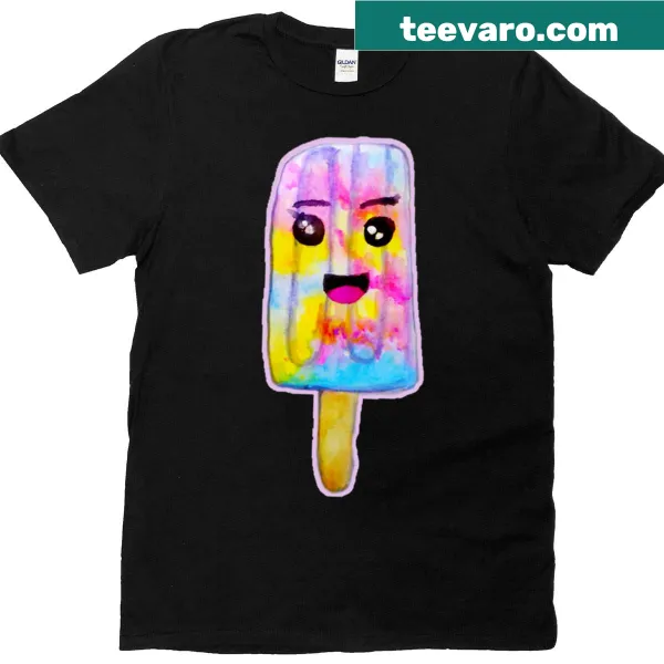 Watercolor illustration of a surprised popsicle on a T-shirt
