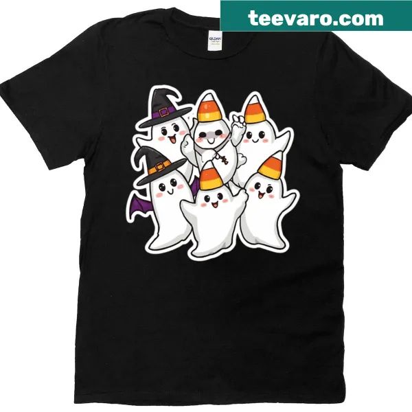 Playful cartoon ghost design on a Halloween T-shirt