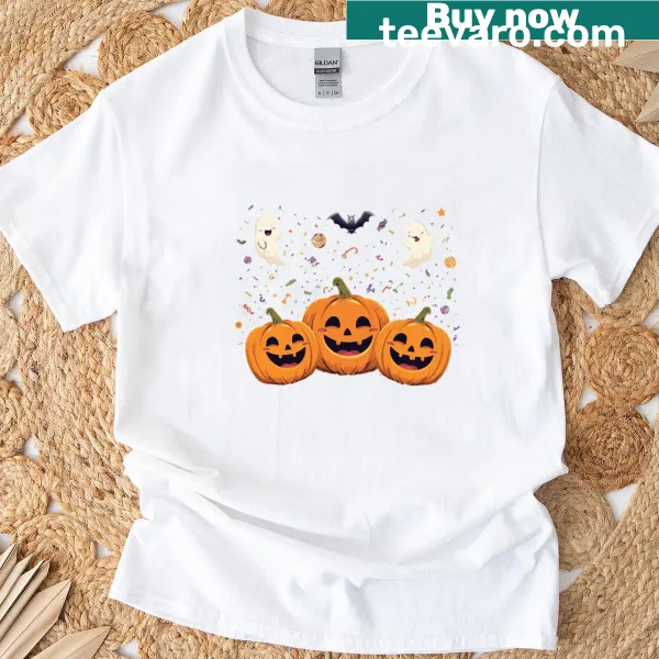 Cute pumpkin characters with smiles in an autumn-themed design