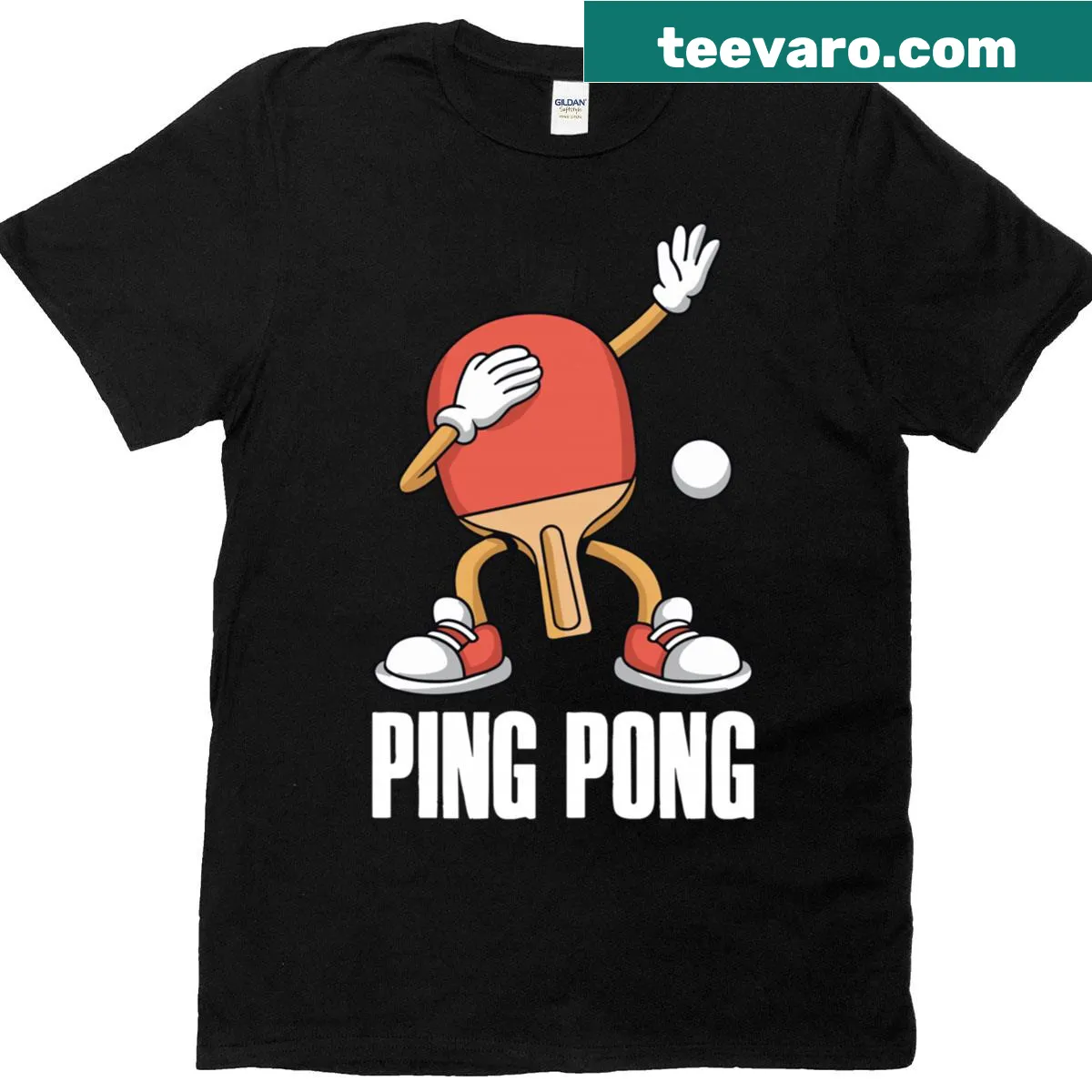 Illustration of a ping pong player in action on a t-shirt. — on a men's t-shirt