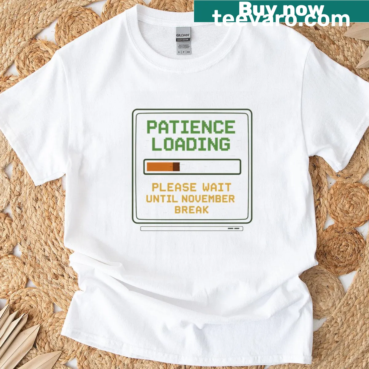 Funny Teacher t-shirt with 'Patience Loading' graphic — on a men's t-shirt
