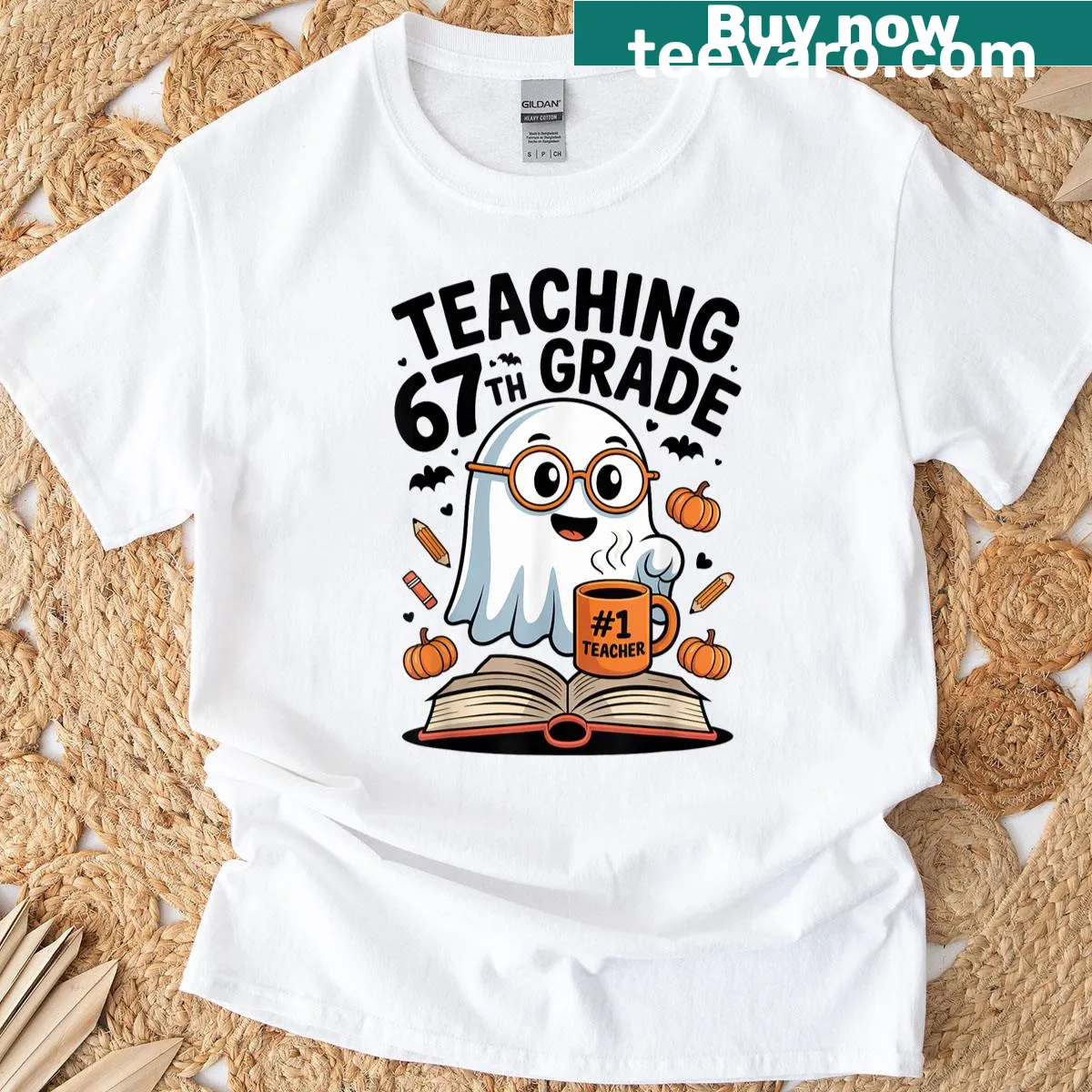 Funny Halloween Teacher t-shirt for 6-7 grade educators — on a men's t-shirt