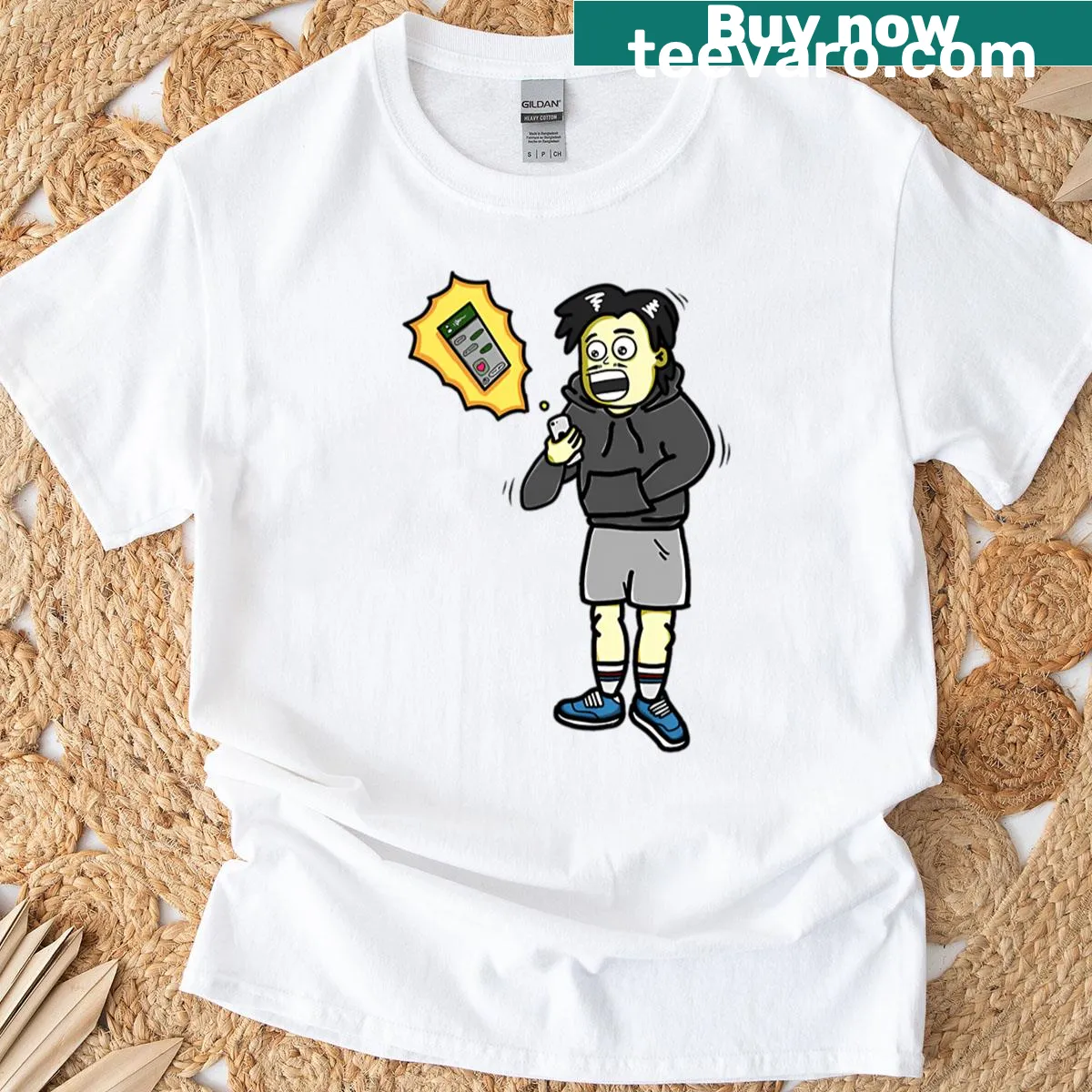 Lighthearted tee featuring playful text about text message surprises. — on a men's t-shirt