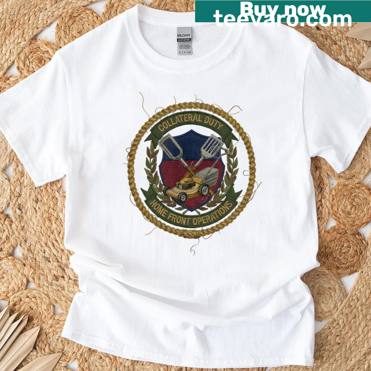 Funny veteran T-shirt with civilian skills humor design — on a men's t-shirt