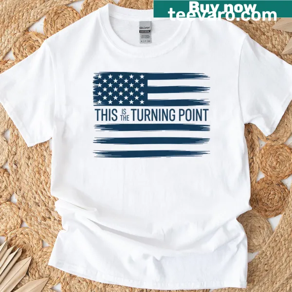 American flag graphic with a message of unity on a T-shirt