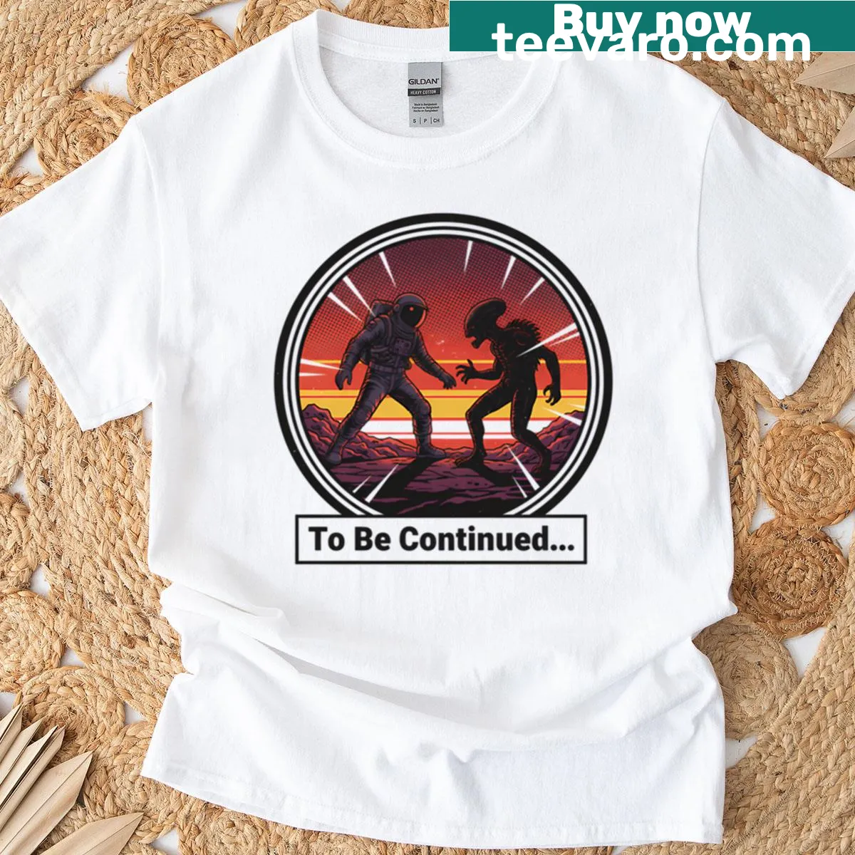 Vintage comic panel t-shirt with 'To Be Continued' text — on a men's t-shirt