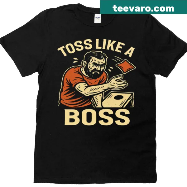 T-shirt with text 'Toss Like A Boss'.