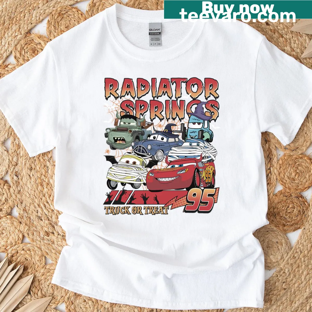 Radiator Springs themed Halloween T-shirt — on a men's t-shirt