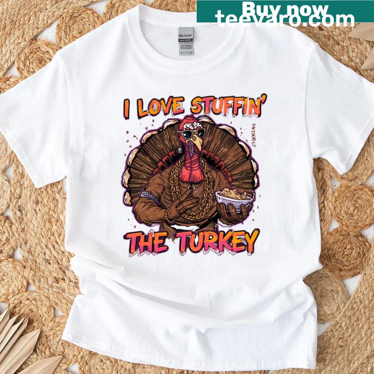 Funny Thanksgiving turkey day champion quote t-shirt — on a men's t-shirt