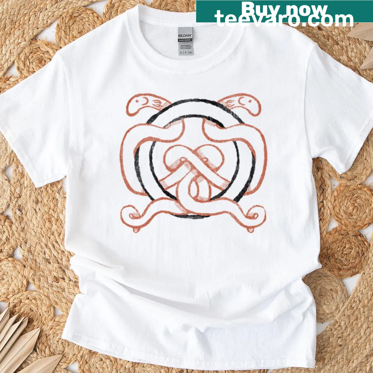 T-shirt featuring two charming eels illustration — on a men's t-shirt