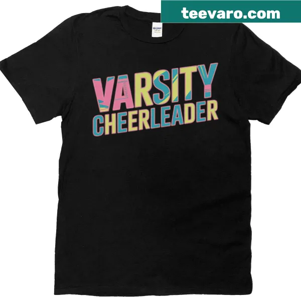 Varsity-style T-shirt featuring Cheerleader text