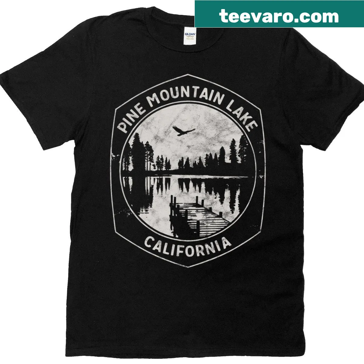 Vintage Pine Mountain Lake graphic t-shirt for outdoor lovers — on a men's t-shirt
