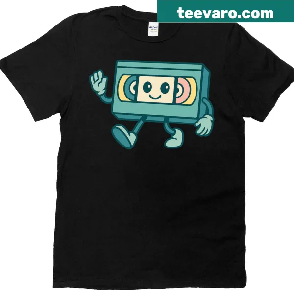 T-shirt featuring a vintage VCR player graphic