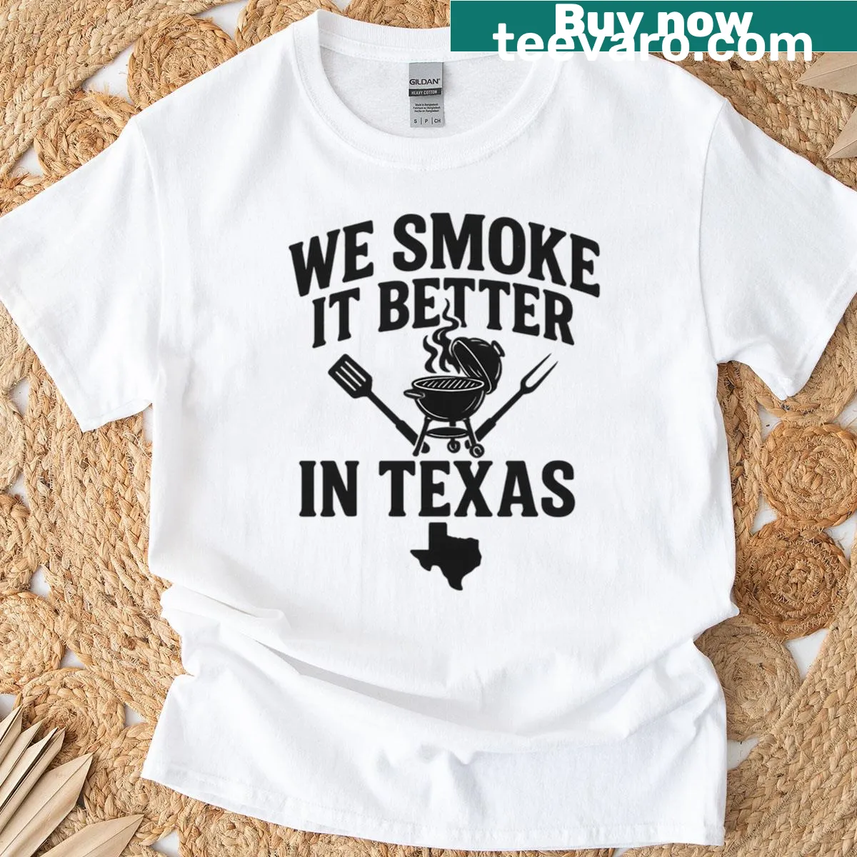 Bold BBQ pride shirt celebrating Texas barbecue culture — on a men's t-shirt