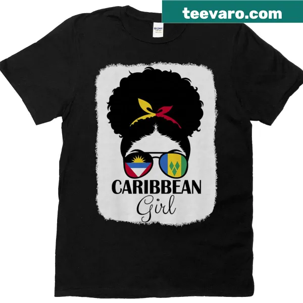 Caribbean-themed t-shirt celebrating heritage from Antigua and Vincent